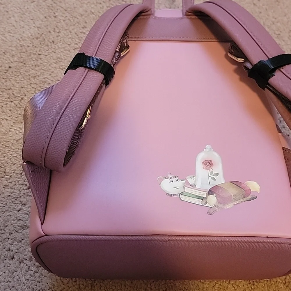 Loungefly Pink Disney Beauty and the Beast Backpack - Picture 2 of 3